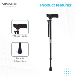 Vissco Avanti Black T-Shape Walking Stick