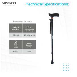 Vissco Avanti Black T-Shape Walking Stick