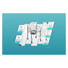 Arrex VP40 Commode Chair Solid Castor Wheels