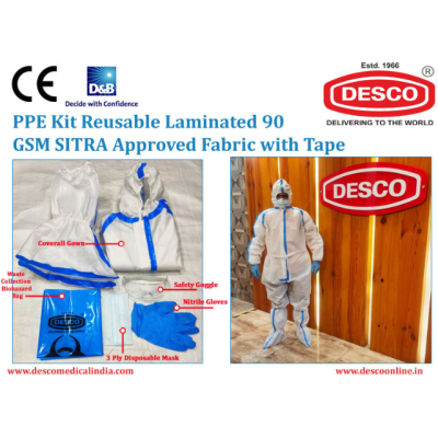 Desco DPPE 101.4 90 GSM Sitra Approved Laminated Reusable PPE Kit with Tape