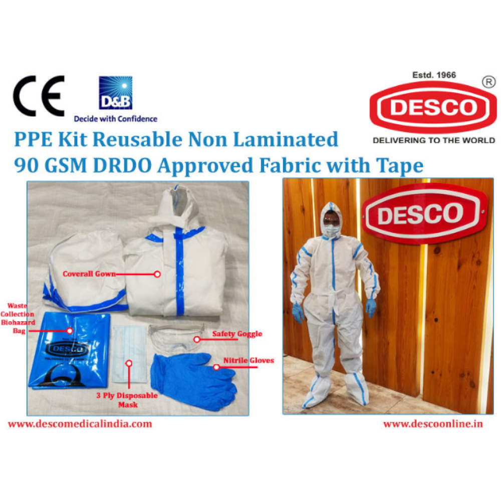 Desco DPPE 101.5 90 GSM DRDO Approved Non-Laminated Reusable PPE Kit