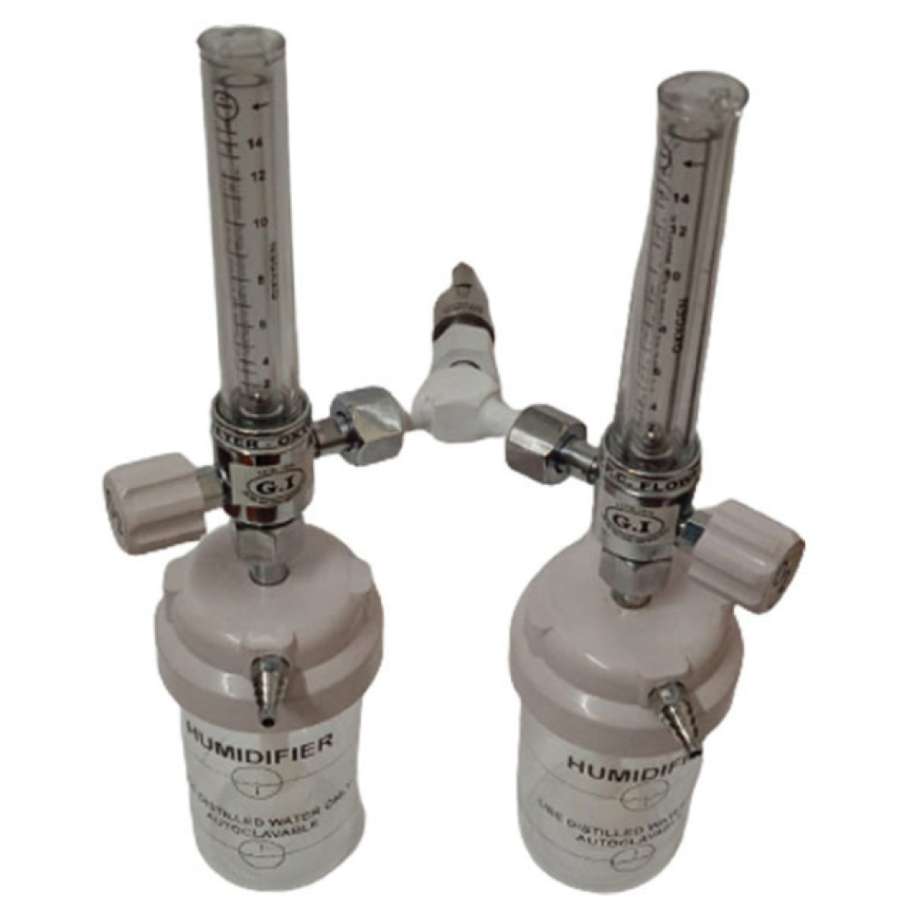 Gulati GI-15 Oxygen Pipe Line Flowmeter With Humidifier Bottle