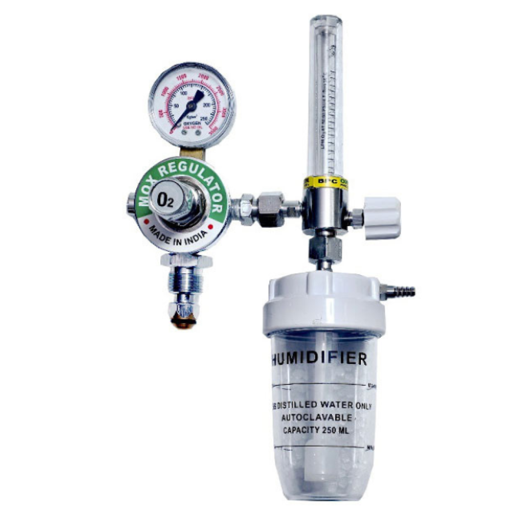 Gulati GI-66 Oxygen Regulator With Flowmeter & Humidifier Bottle