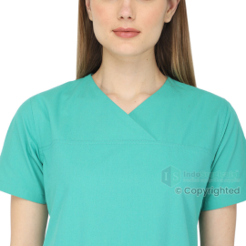 Indosurgicals Faux Wrap Neck Premium Women Scrub Doctors Suit