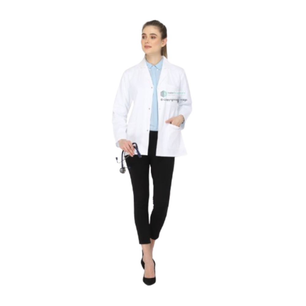 Indosurgicals Snap Closure Full Sleeve Female Lab Coat
