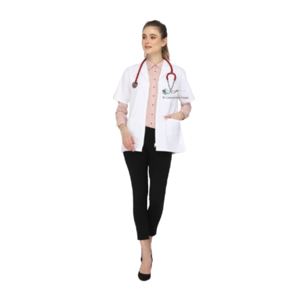 Indosurgicals Zipper Closure Half Sleeve  Female Lab Coat