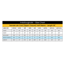 Indosurgicals Zipper Closure Half Sleeve  Female Lab Coat