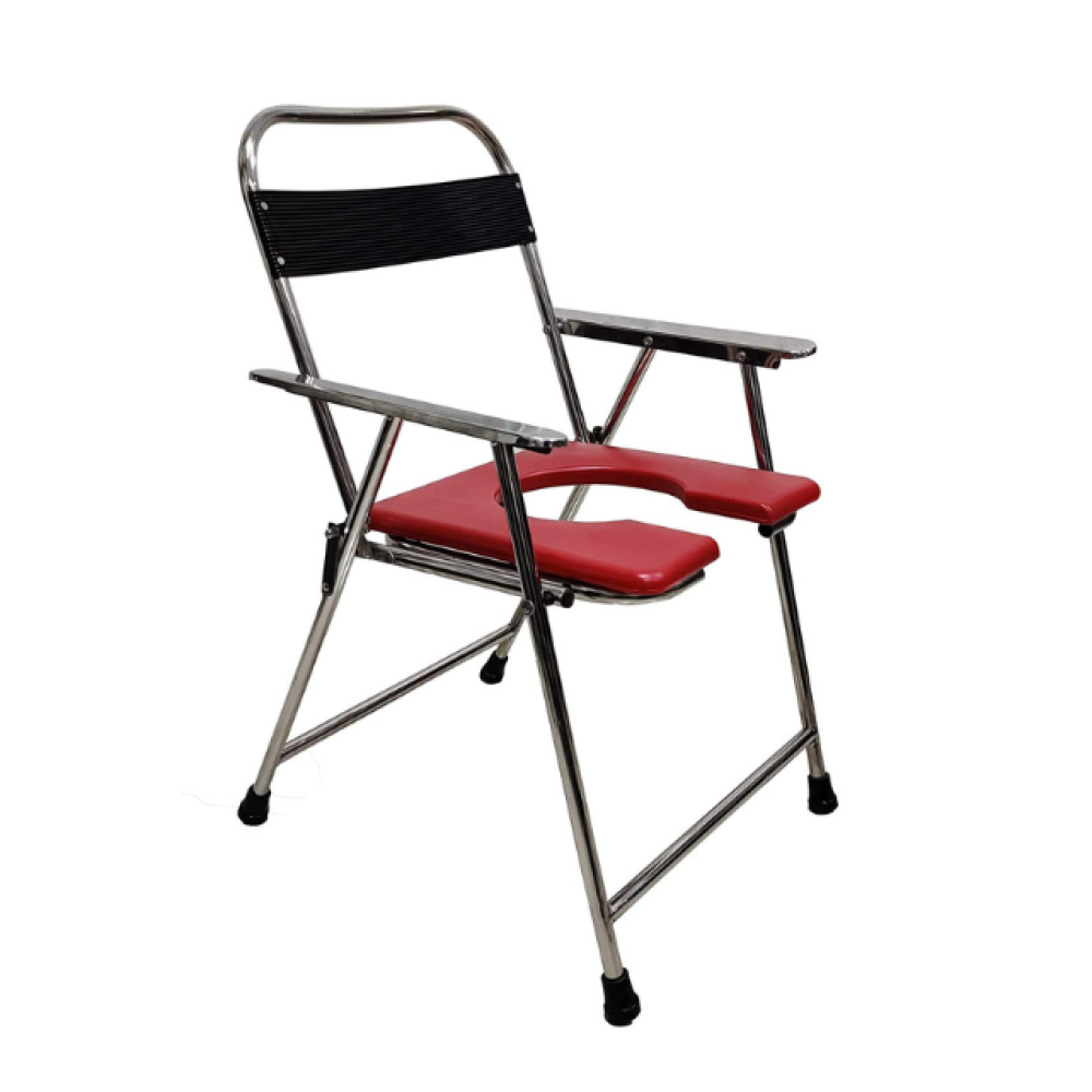 Medura Easy Move Stainless Steel Square Commode With Backrest